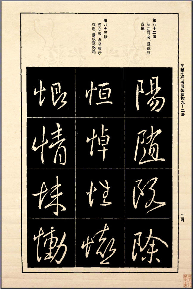王献之行书间架结构92法 - 無為居士 - 聚美齋
