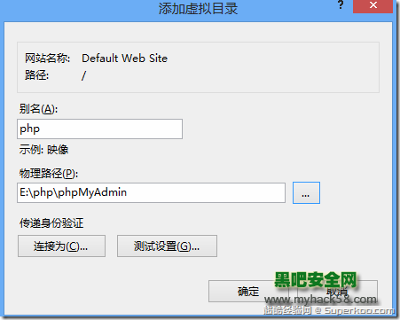 在IIS中创建一个虚拟目录php
