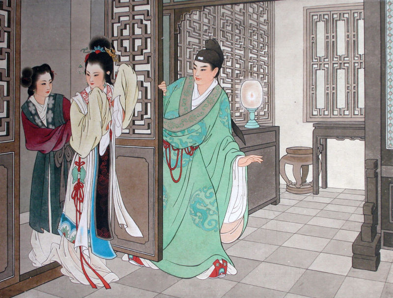 经典工笔画《西厢记》 - 香儿 - .