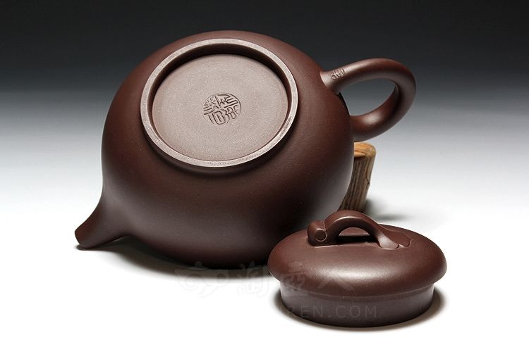 正宗原矿宜兴紫砂壶-如意-束旦生全手工制作-原矿紫泥紫砂泥料