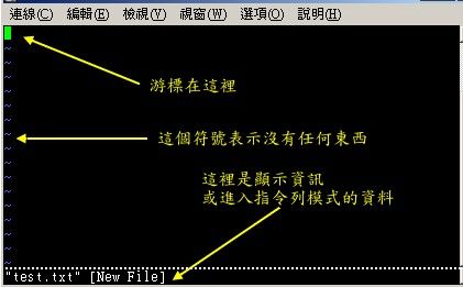 用 vi 开启一个新档案 用 vi 开启一个新档案