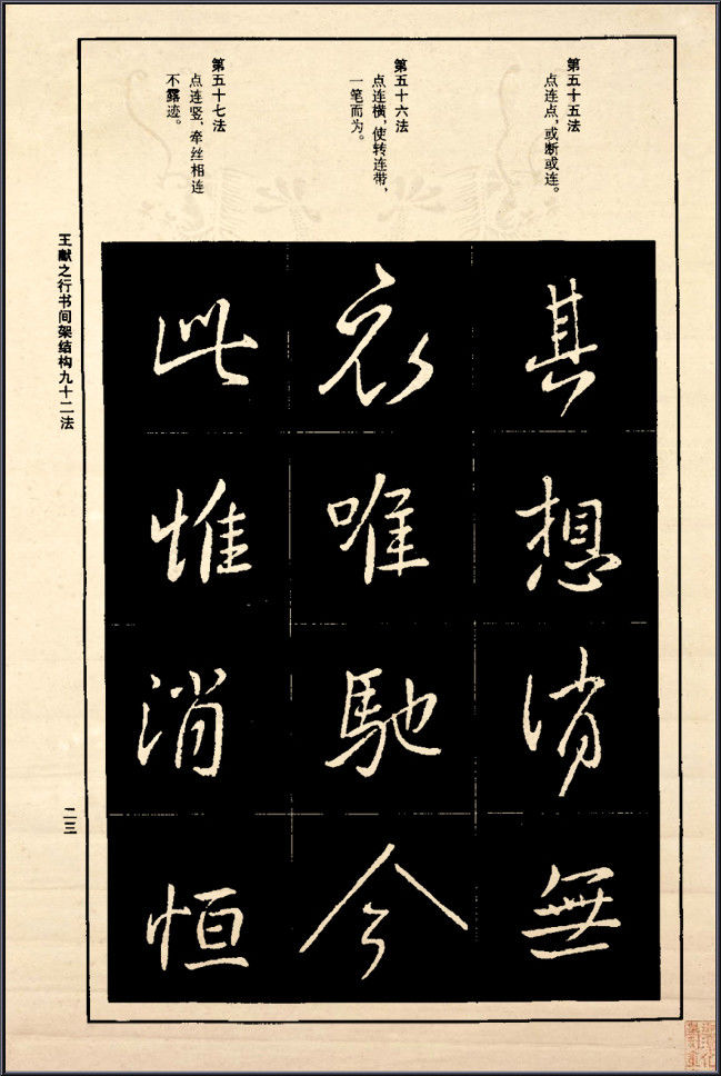 王献之行书间架结构92法 - 無為居士 - 聚美齋