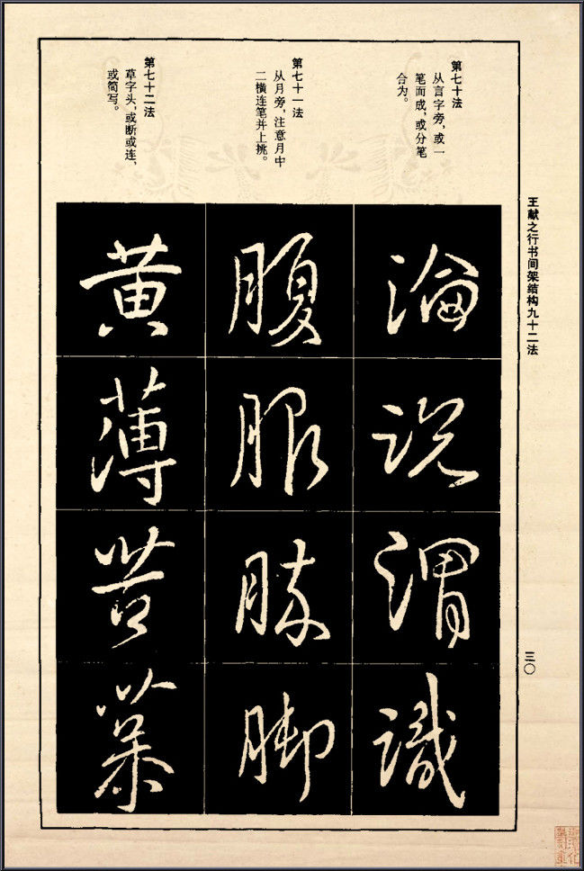 王献之行书间架结构92法 - 無為居士 - 聚美齋