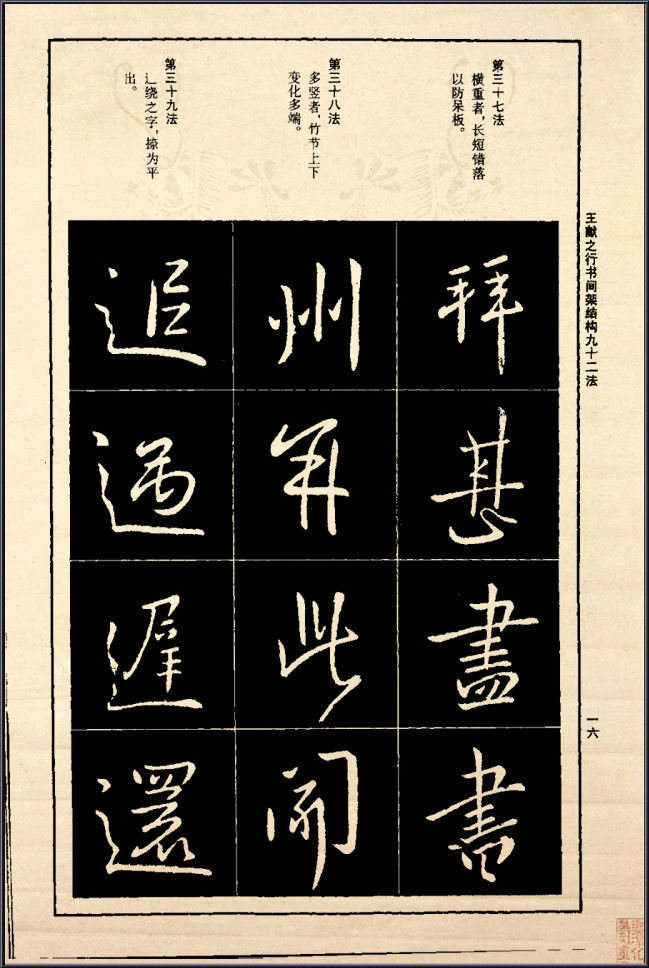 王献之行书间架结构92法 - 無為居士 - 聚美齋