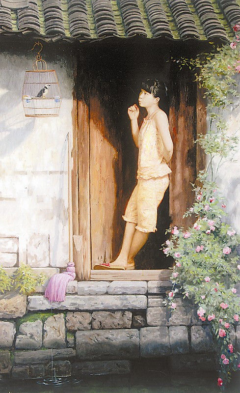 人体油画：何绍教作品 - 玉郎 - 心有快乐事 分享有缘人