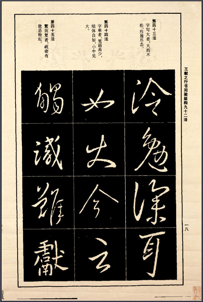 王献之行书间架结构92法 - 無為居士 - 聚美齋
