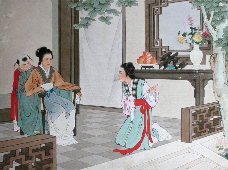 经典工笔画《西厢记》 - 香儿 - .