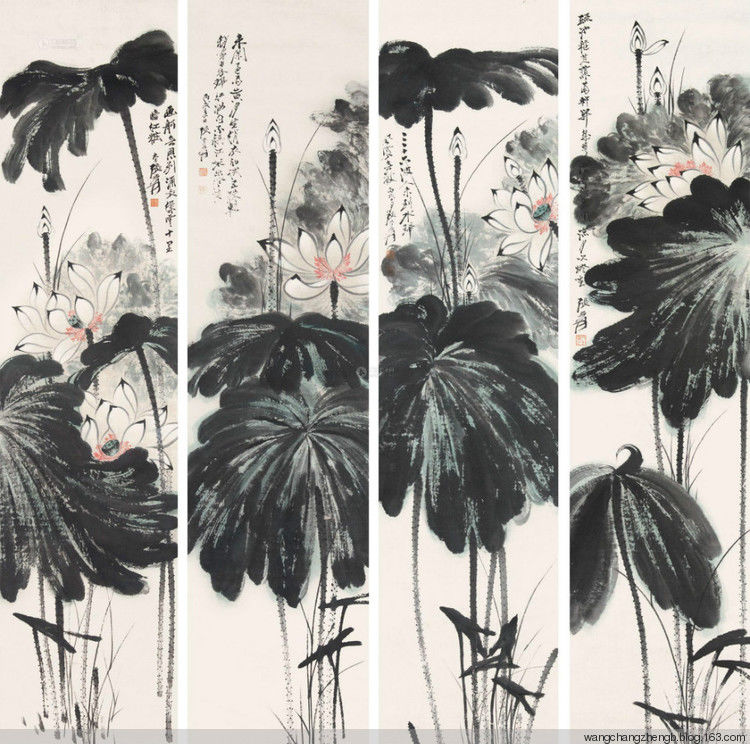 张大千 荷花作品欣赏 - wangchangzhengb - wangchangzhengb的博客