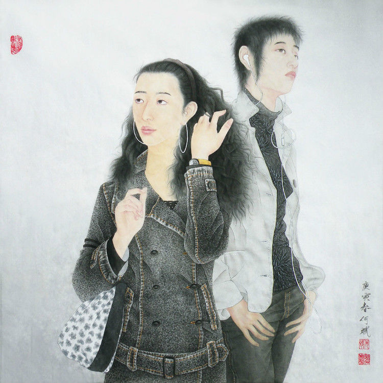 美术家：何斌工笔人物画 - 石墨閣 - 石墨閣