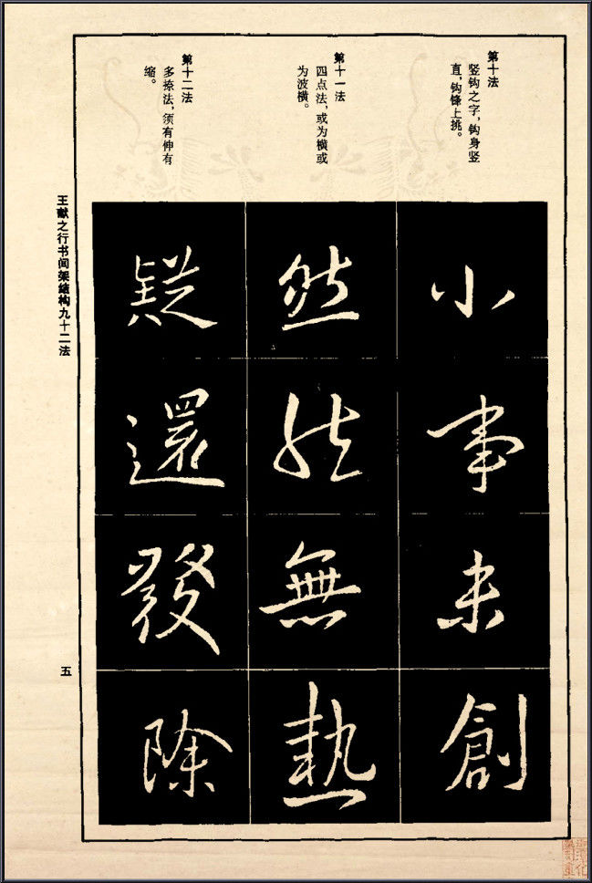 王献之行书间架结构92法 - 無為居士 - 聚美齋