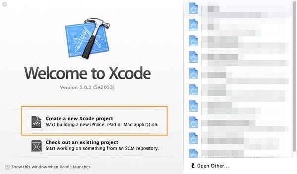 Xcode Welcome Dialog