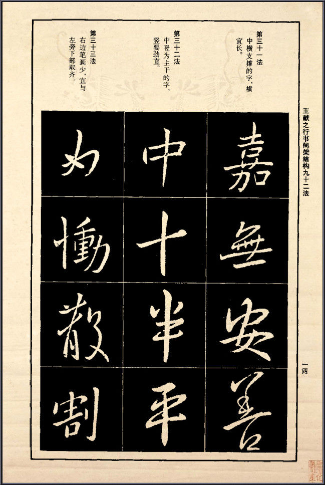 王献之行书间架结构92法 - 無為居士 - 聚美齋