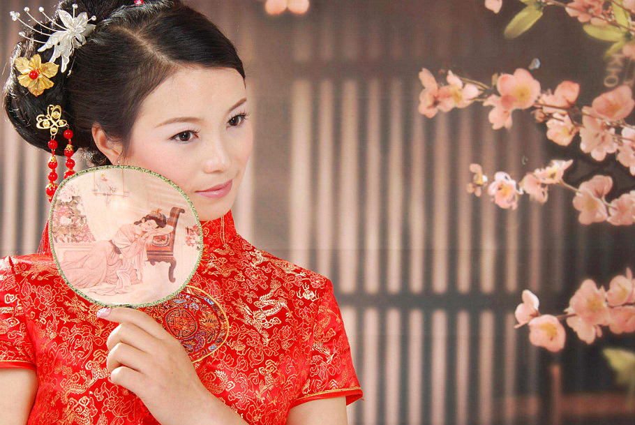 【旗袍美女】红色旗袍 喜庆美女 - 秋叶 - 
