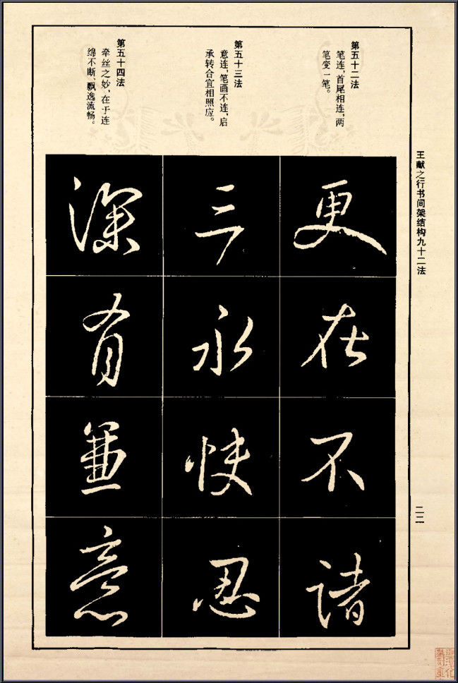 王献之行书间架结构92法 - 無為居士 - 聚美齋