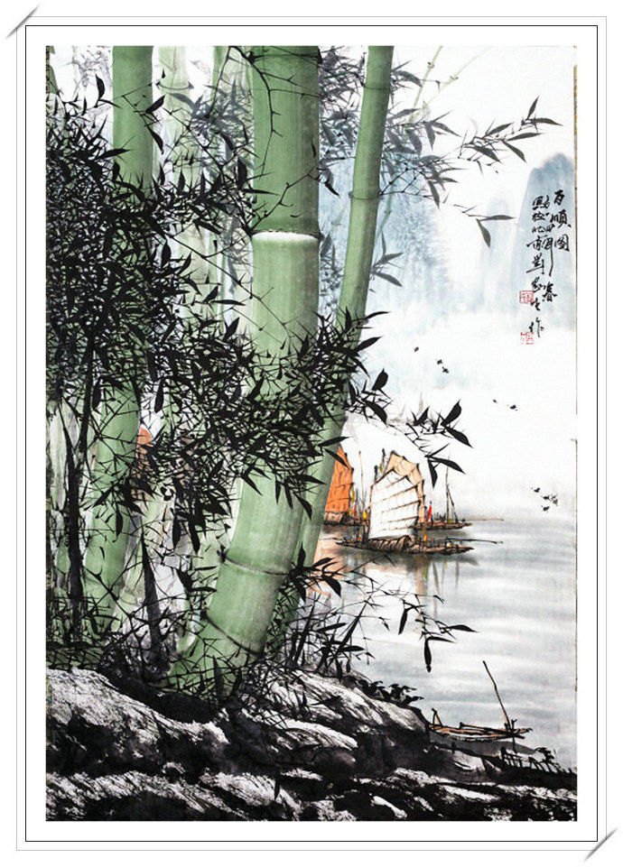 清高亮节 -- 刘家生新竹山水画 - 淡泊 - 淡泊