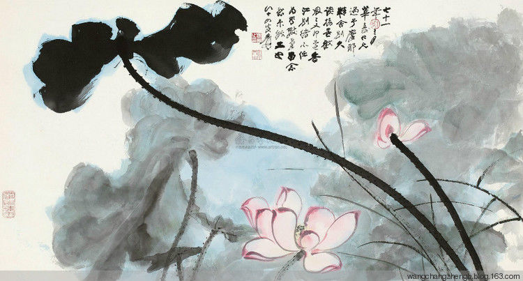 张大千 荷花作品欣赏 - wangchangzhengb - wangchangzhengb的博客