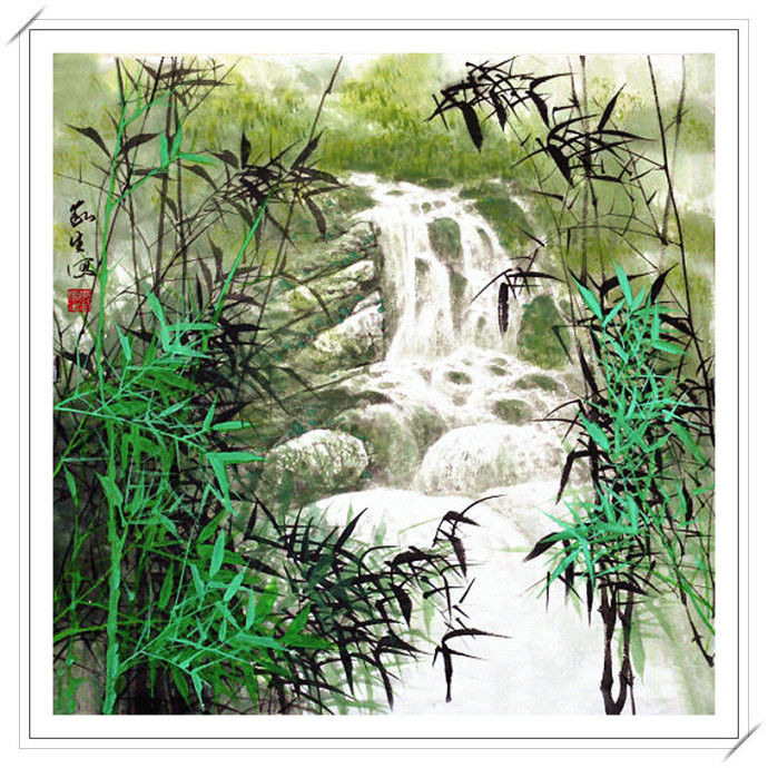 清高亮节 -- 刘家生新竹山水画 - 淡泊 - 淡泊