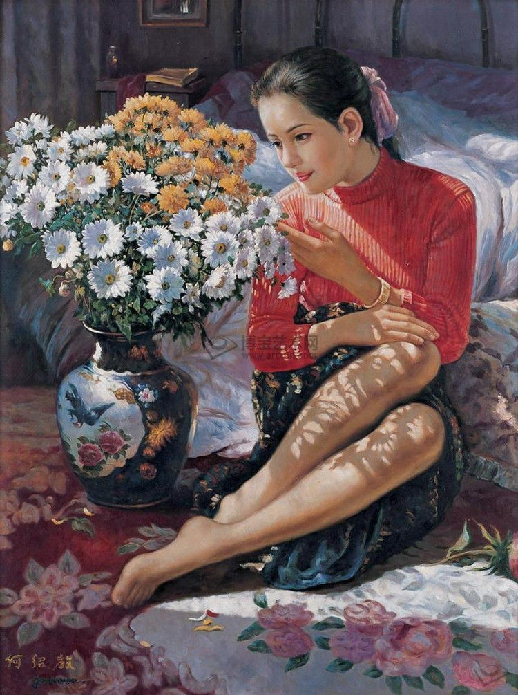 人体油画：何绍教作品 - 玉郎 - 心有快乐事 分享有缘人