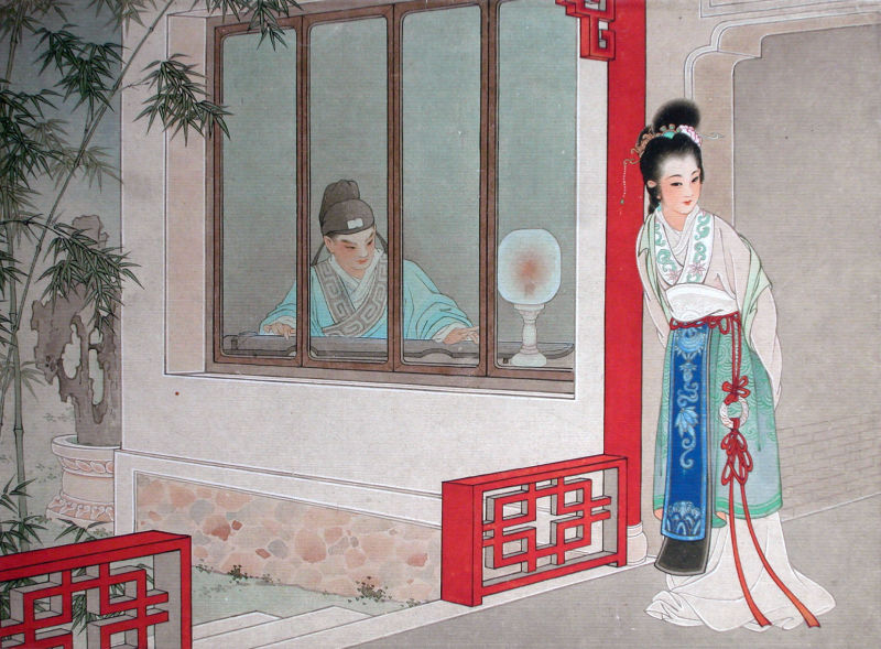 经典工笔画《西厢记》 - 香儿 - .
