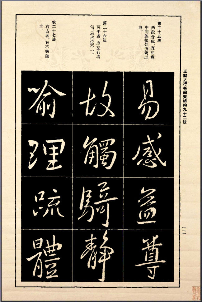 王献之行书间架结构92法 - 無為居士 - 聚美齋
