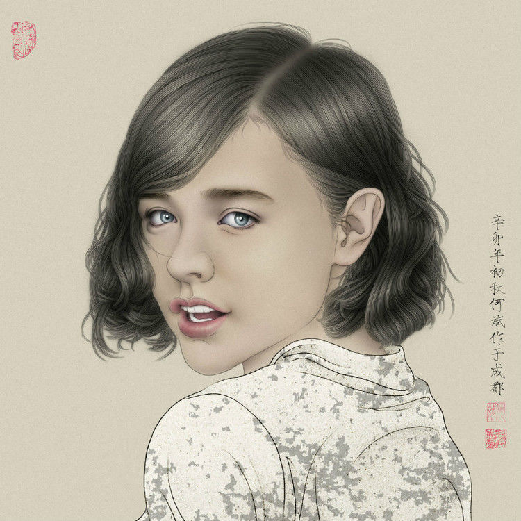 美术家：何斌工笔人物画 - 石墨閣 - 石墨閣