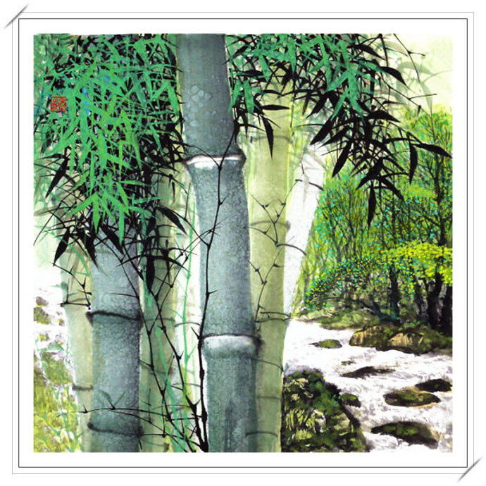 清高亮节 -- 刘家生新竹山水画 - 淡泊 - 淡泊