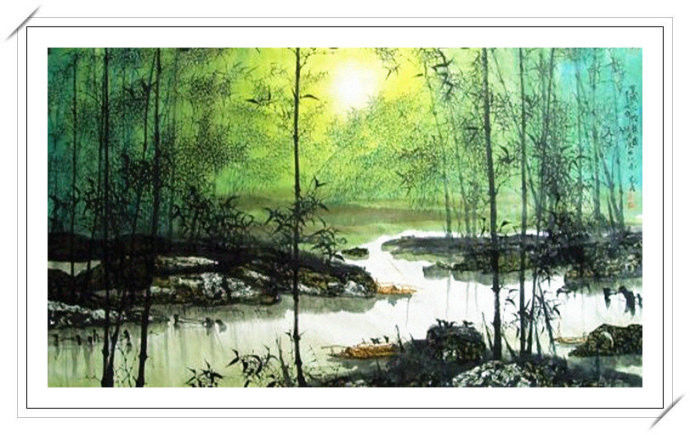 清高亮节 -- 刘家生新竹山水画 - 淡泊 - 淡泊