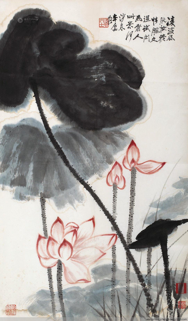 张大千 荷花作品欣赏 - wangchangzhengb - wangchangzhengb的博客