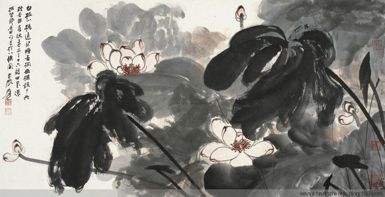 张大千 荷花作品欣赏 - wangchangzhengb - wangchangzhengb的博客