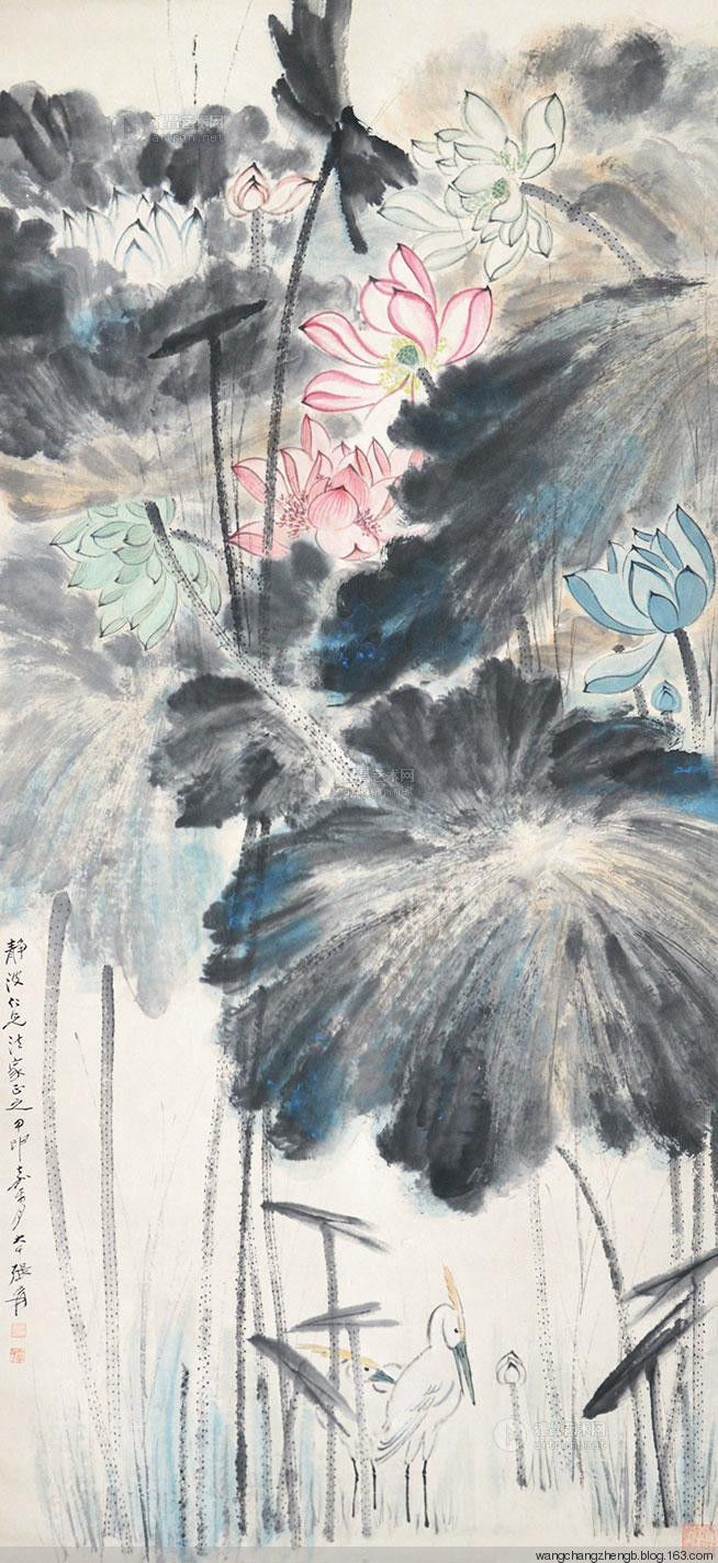 张大千 荷花作品欣赏 - wangchangzhengb - wangchangzhengb的博客