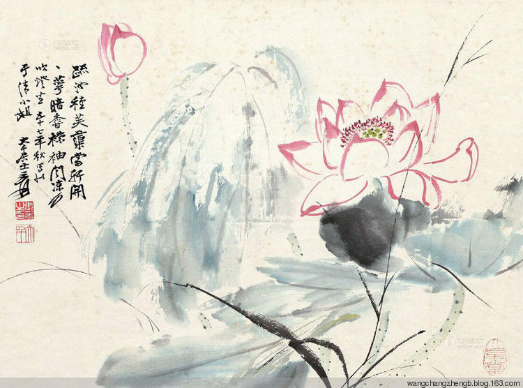 张大千 荷花作品欣赏 - wangchangzhengb - wangchangzhengb的博客