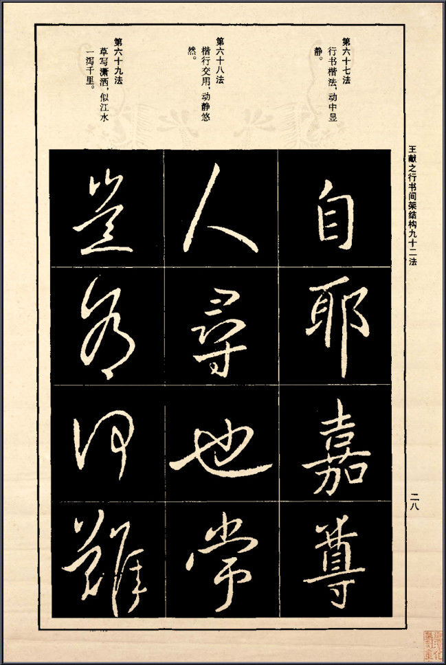 王献之行书间架结构92法 - 無為居士 - 聚美齋