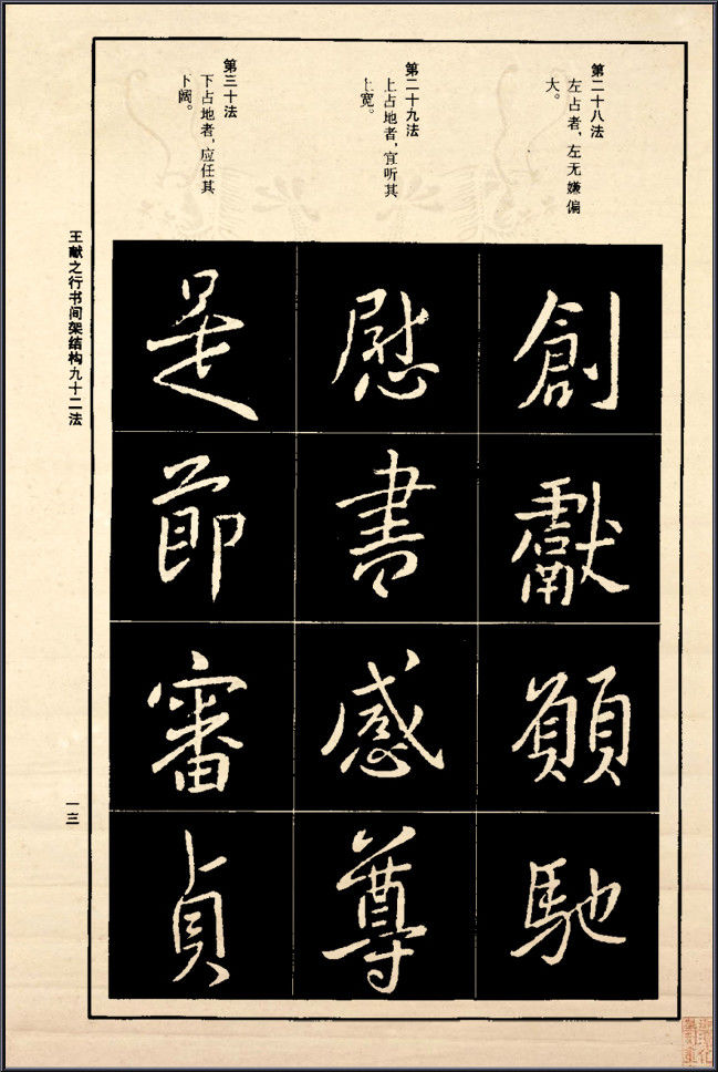 王献之行书间架结构92法 - 無為居士 - 聚美齋