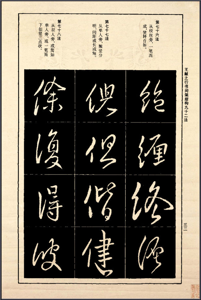 王献之行书间架结构92法 - 無為居士 - 聚美齋