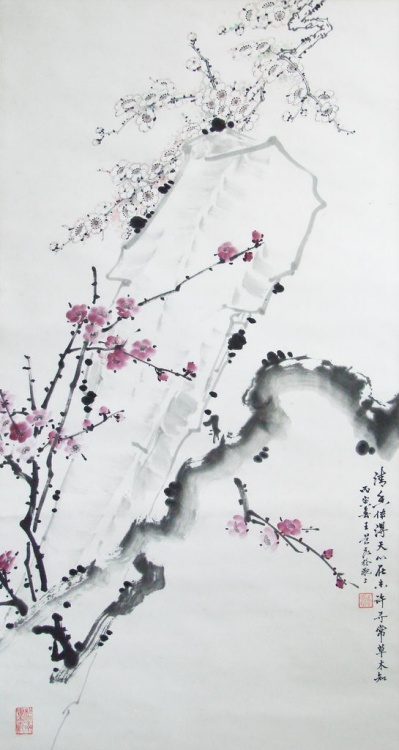 《梅花和雪竹》背景素材 - 彼岸桃花 - .