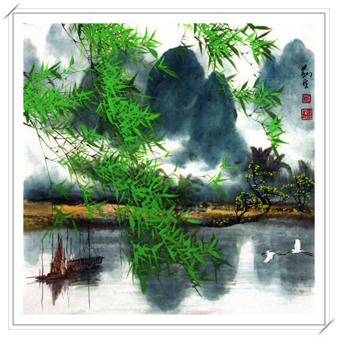 清高亮节 -- 刘家生新竹山水画 - 淡泊 - 淡泊