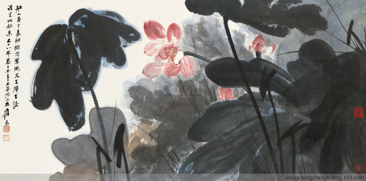 张大千 荷花作品欣赏 - wangchangzhengb - wangchangzhengb的博客